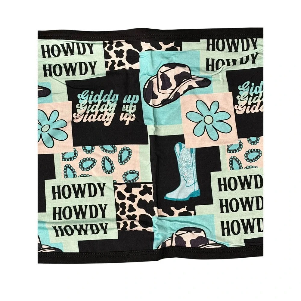 Kids Bamboo Western Howdy Giddy Up Cowboy Hat Boot Patchwork‎ Burp Cloth